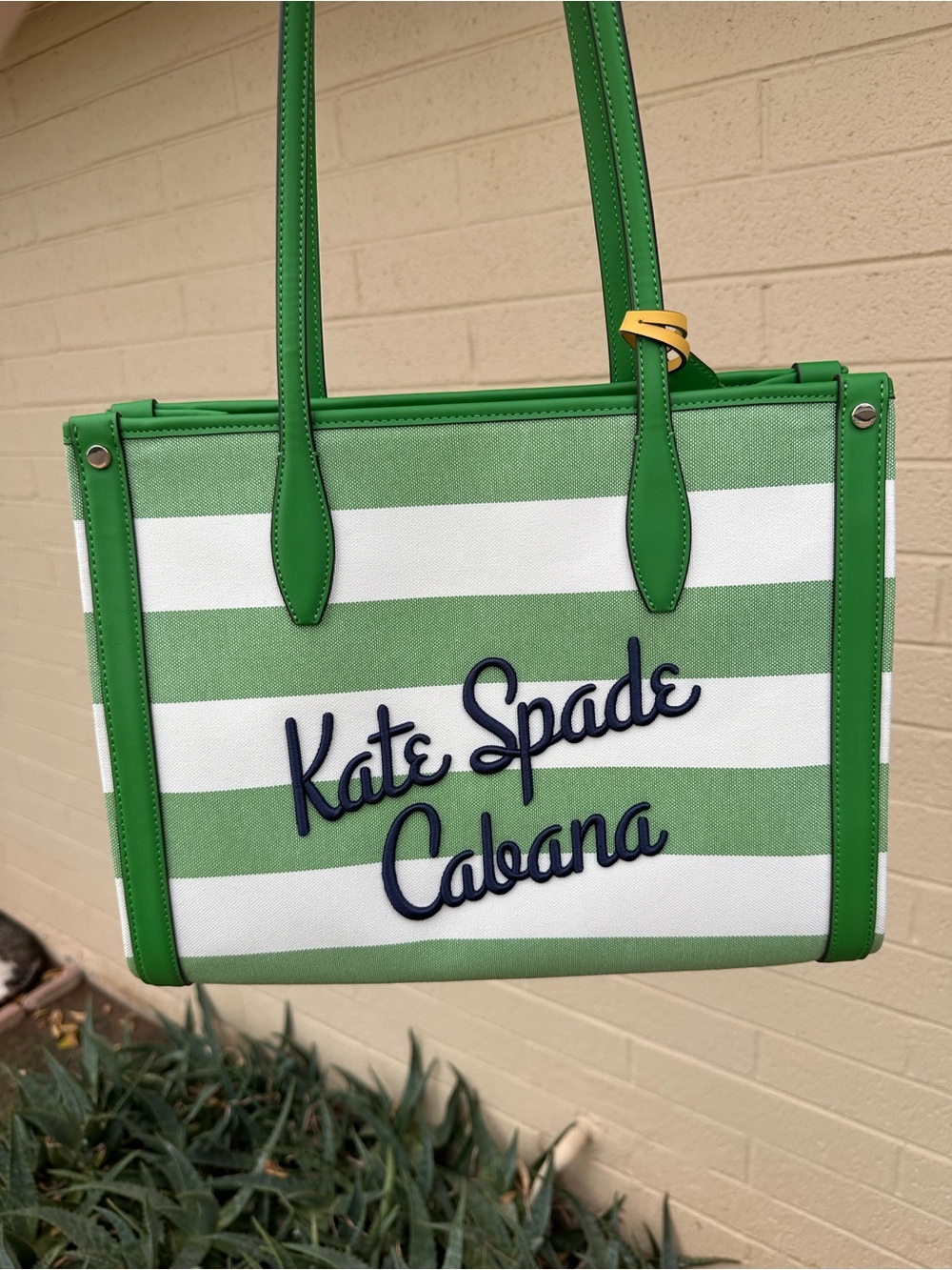 Kate Spade Market Cabana Striped Green & White Tote